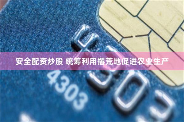 安全配资炒股 统筹利用撂荒地促进农业生产