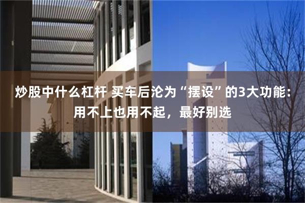 炒股中什么杠杆 买车后沦为“摆设”的3大功能：用不上也用不起，最好别选
