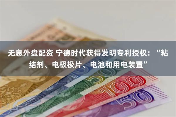 无息外盘配资 宁德时代获得发明专利授权：“粘结剂、电极极片、电池和用电装置”